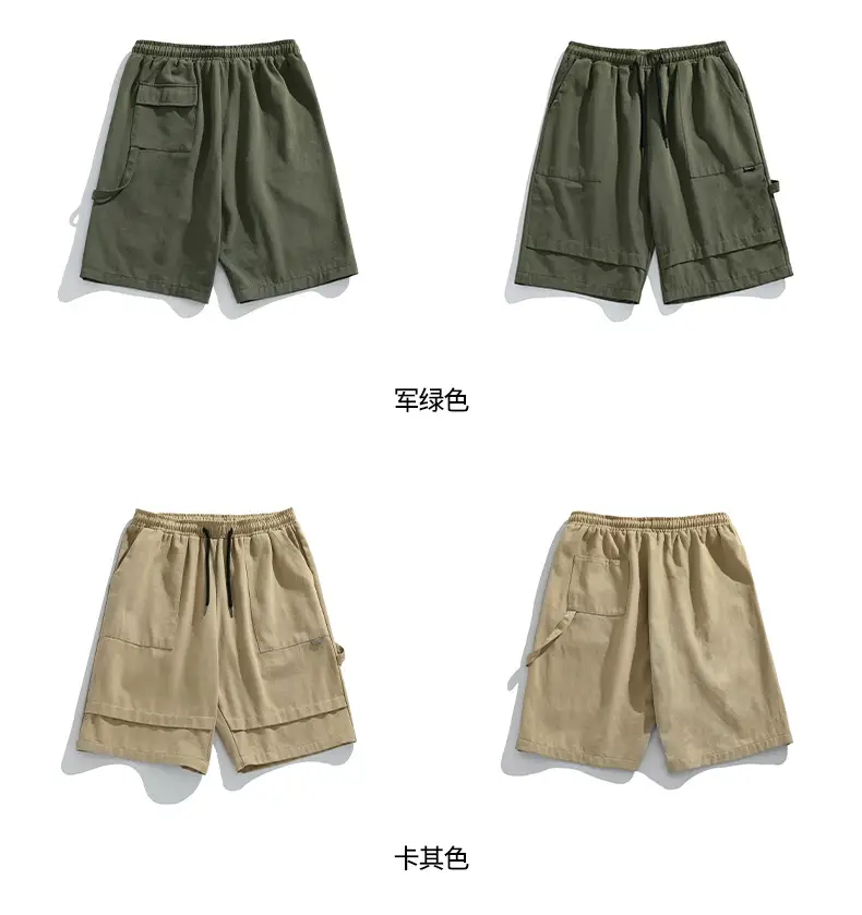 Helu Men's Black Cargo Shorts 2025 Summer — feature 26