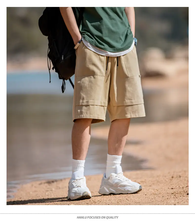 Helu Men's Black Cargo Shorts 2025 Summer — feature 8