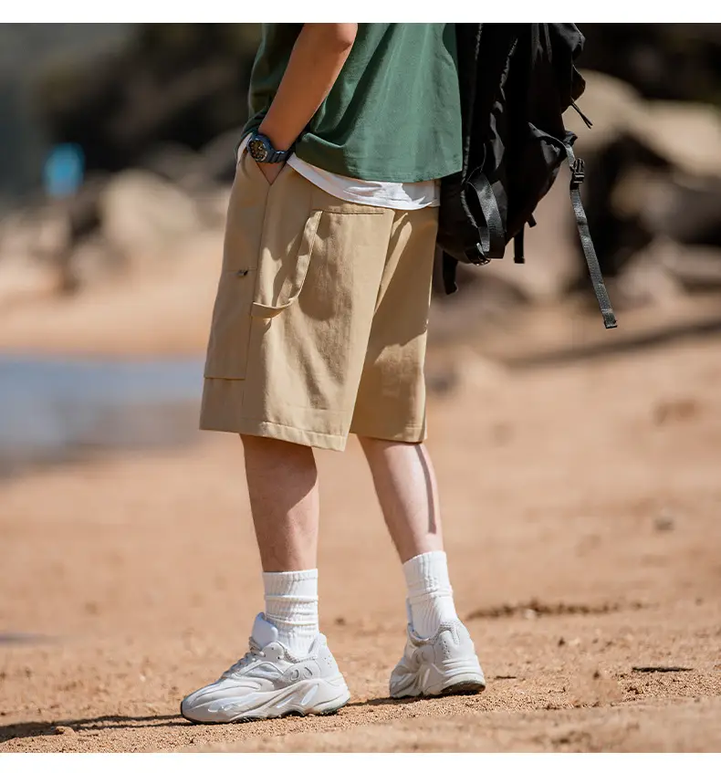 Helu Men's Black Cargo Shorts 2025 Summer — feature 9