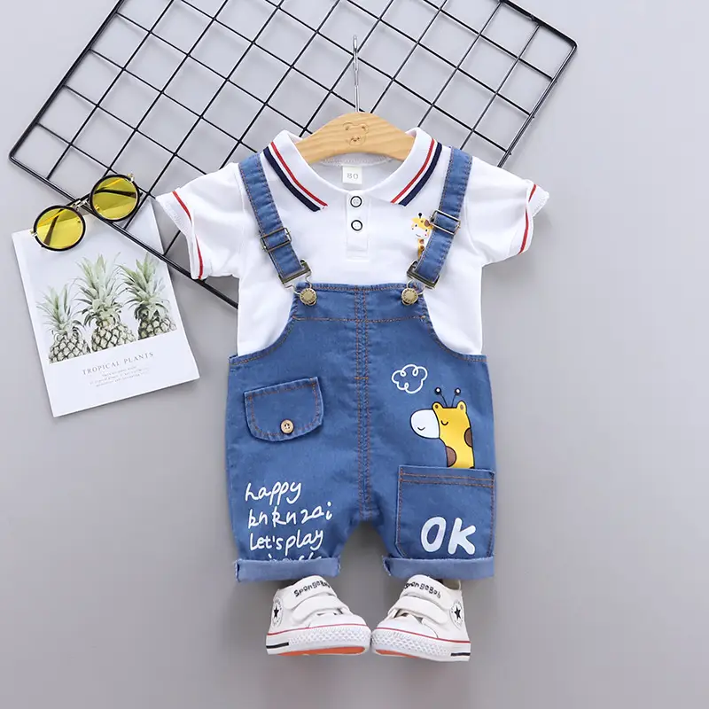 Baby Boys Summer T-Shirt & Shorts Set White Blue