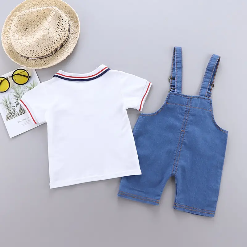 Baby Boys Summer T-Shirt & Shorts Set White Blue