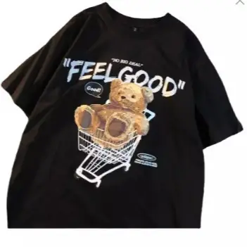 Women Bear Print Short Sleeve T-Shirt Summer Loose Fit