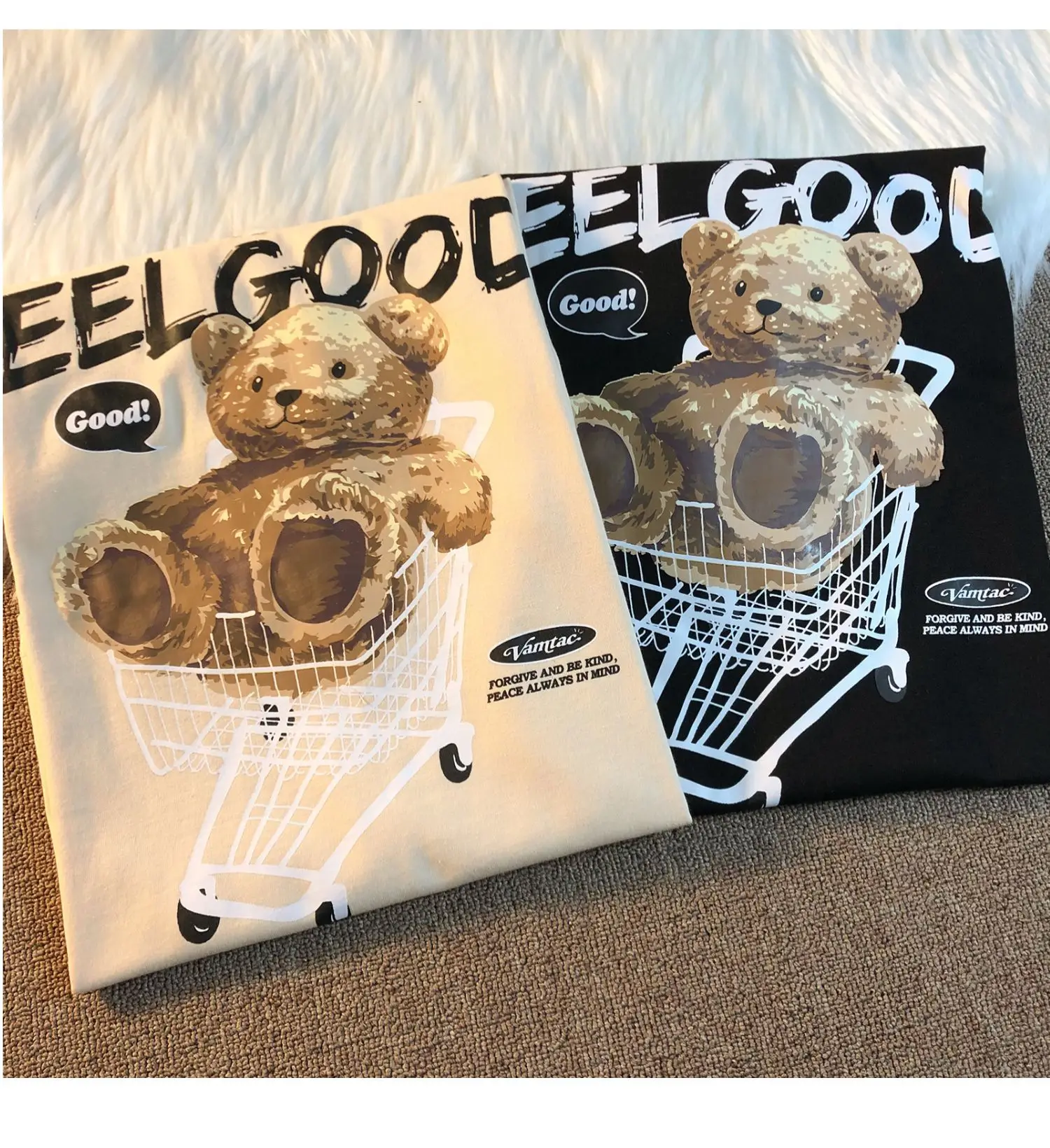 Women Bear Print Short Sleeve T-Shirt Summer Loose Fit — feature 17