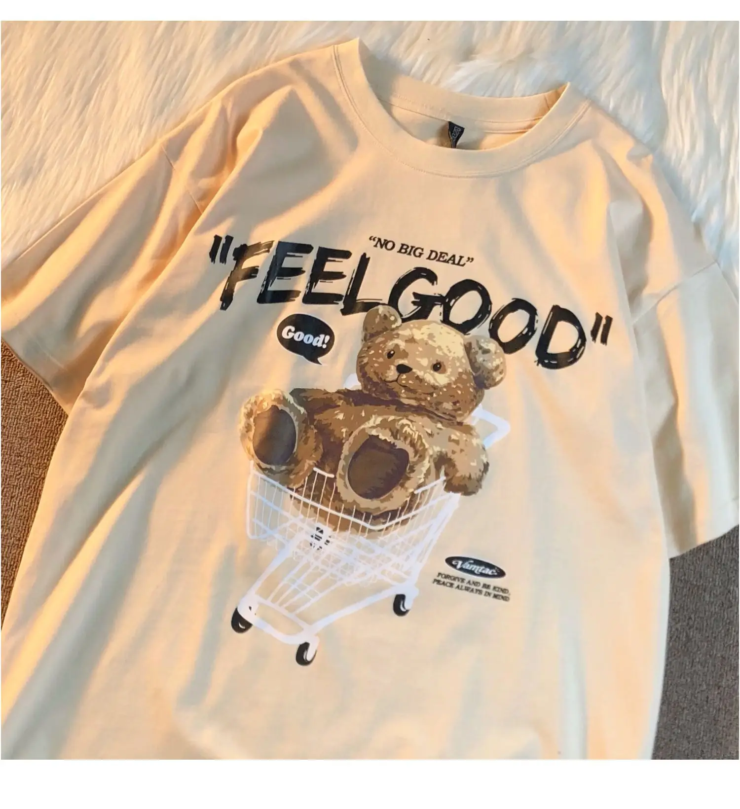 Women Bear Print Short Sleeve T-Shirt Summer Loose Fit — feature 18