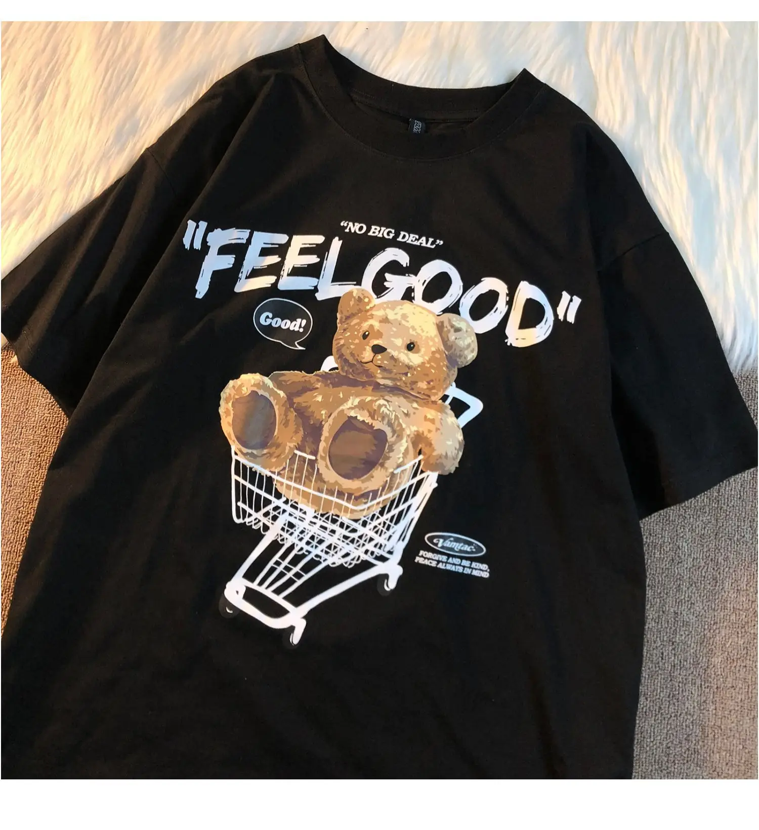 Women Bear Print Short Sleeve T-Shirt Summer Loose Fit — feature 19