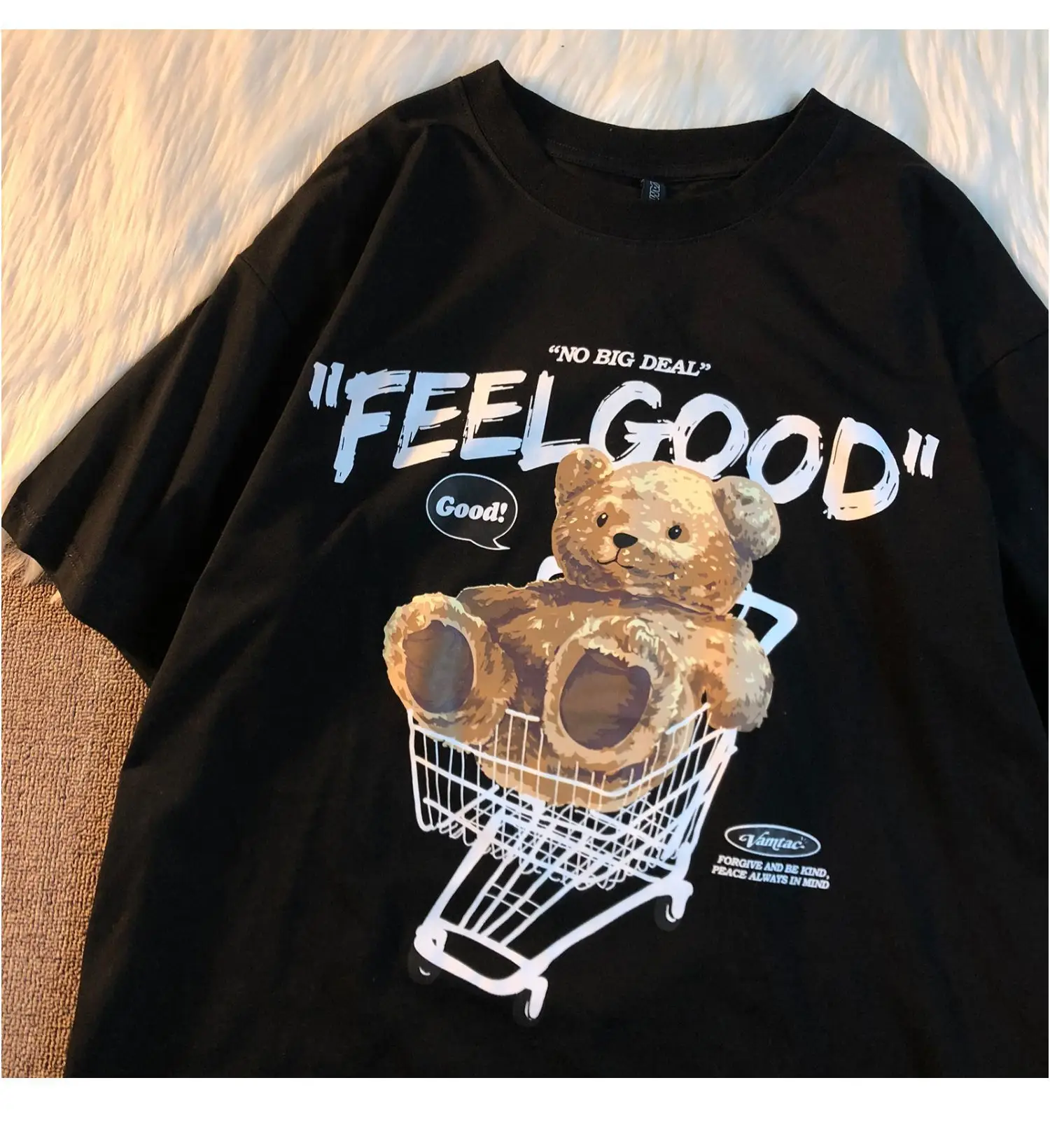 Women Bear Print Short Sleeve T-Shirt Summer Loose Fit — feature 20