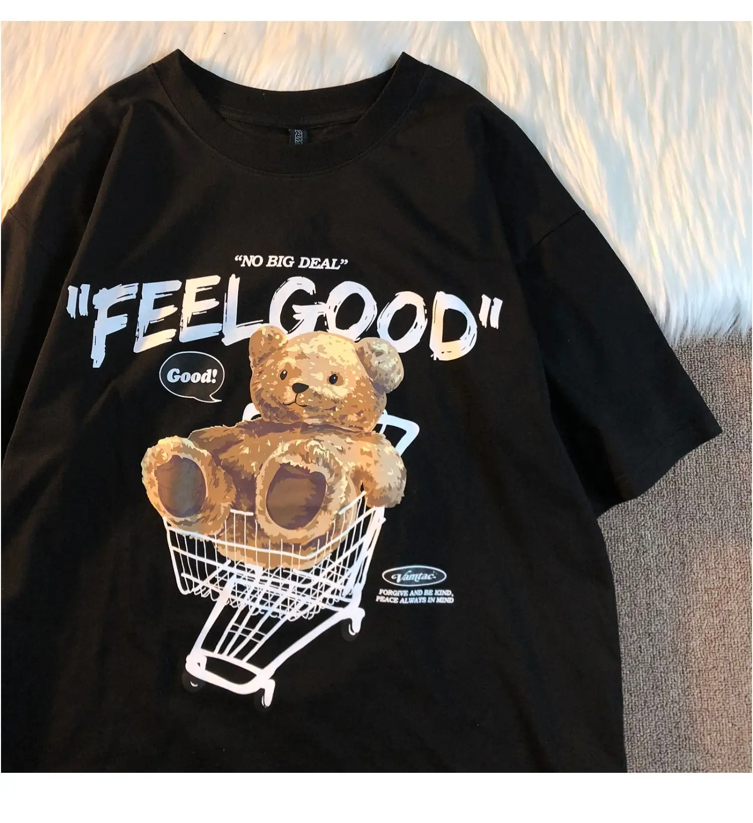 Women Bear Print Short Sleeve T-Shirt Summer Loose Fit — feature 21