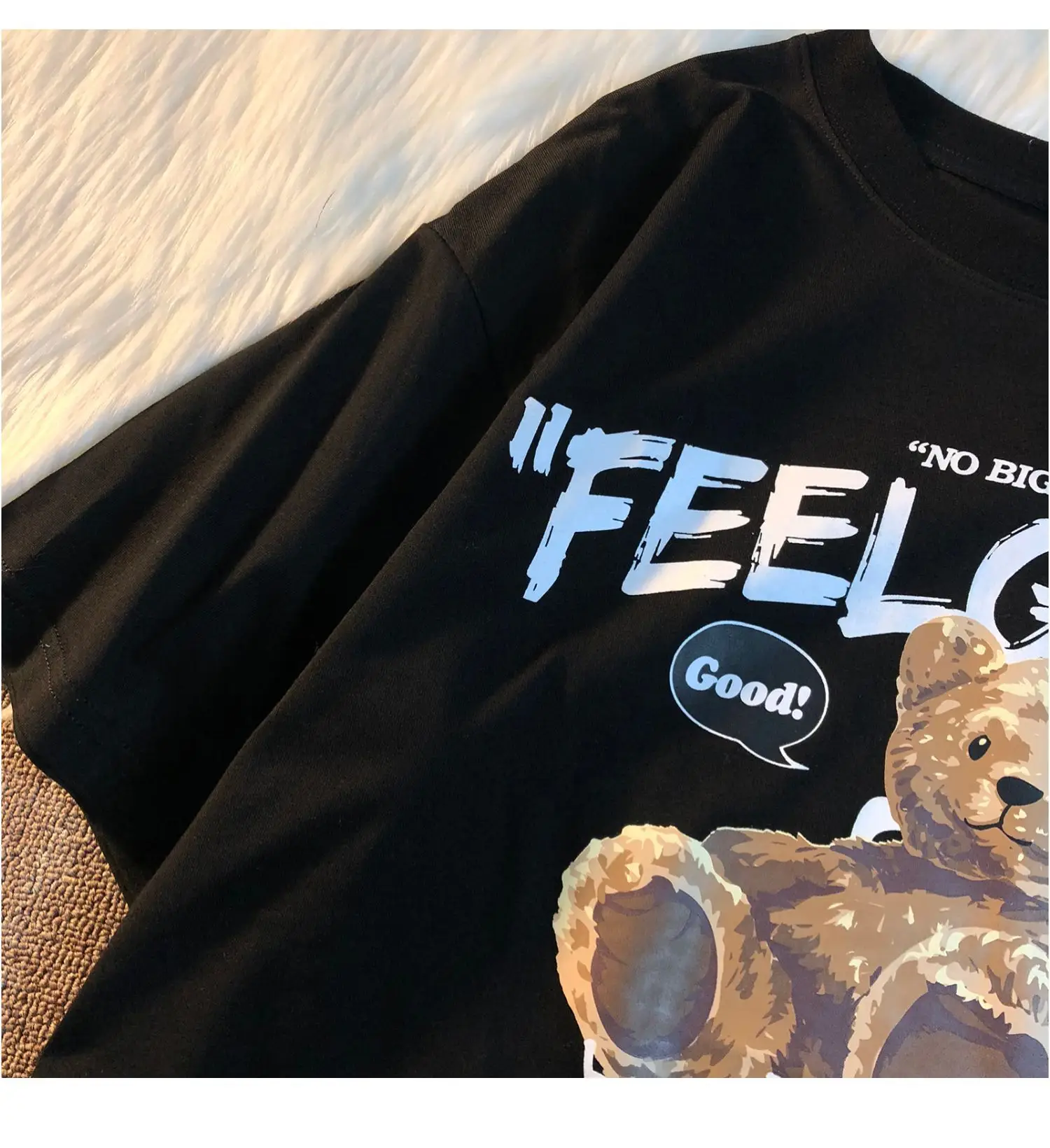 Women Bear Print Short Sleeve T-Shirt Summer Loose Fit — feature 23