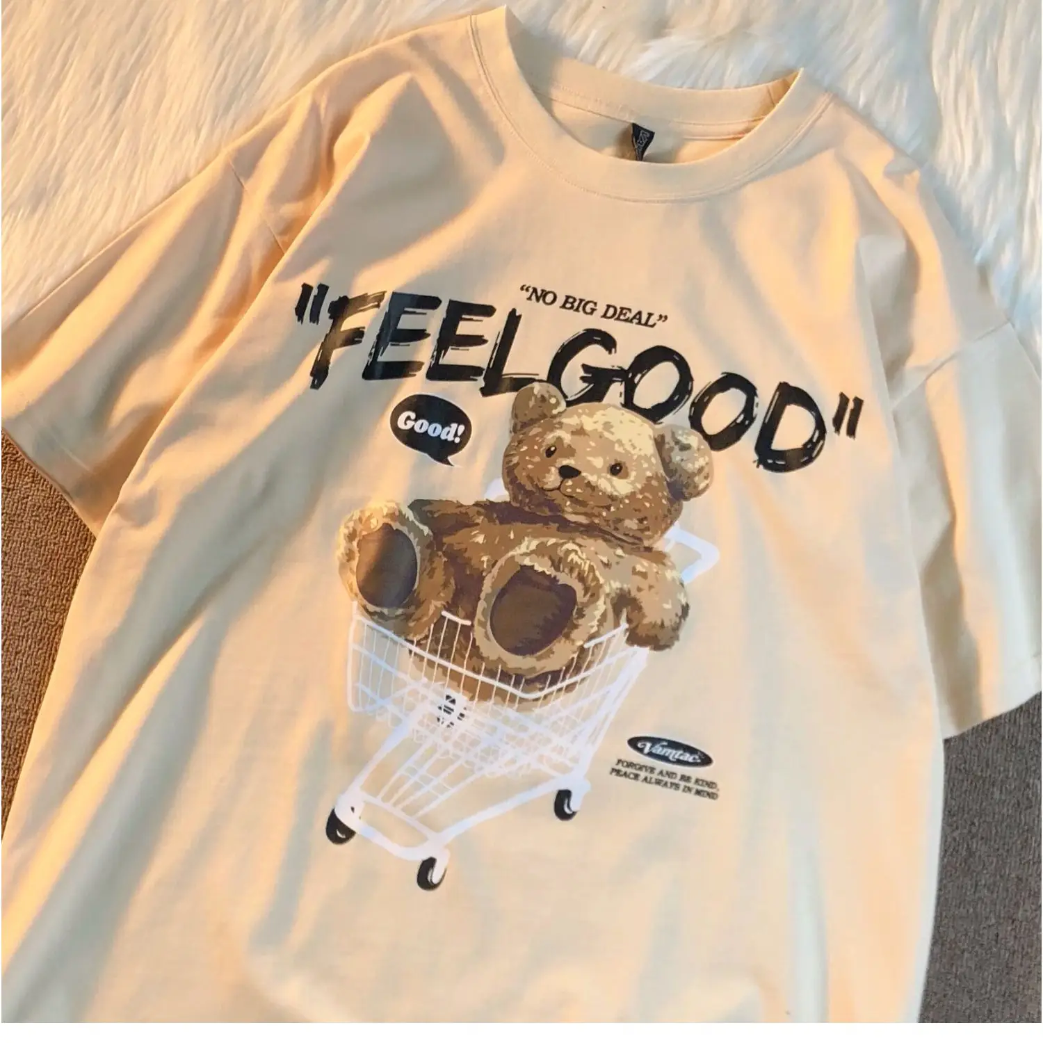 Women Bear Print Short Sleeve T-Shirt Summer Loose Fit