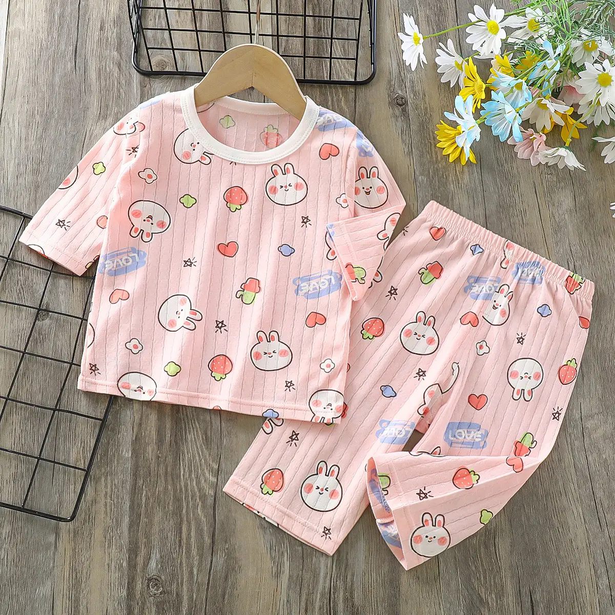 Children Cotton Cartoon Pajamas Summer Set - Image 4