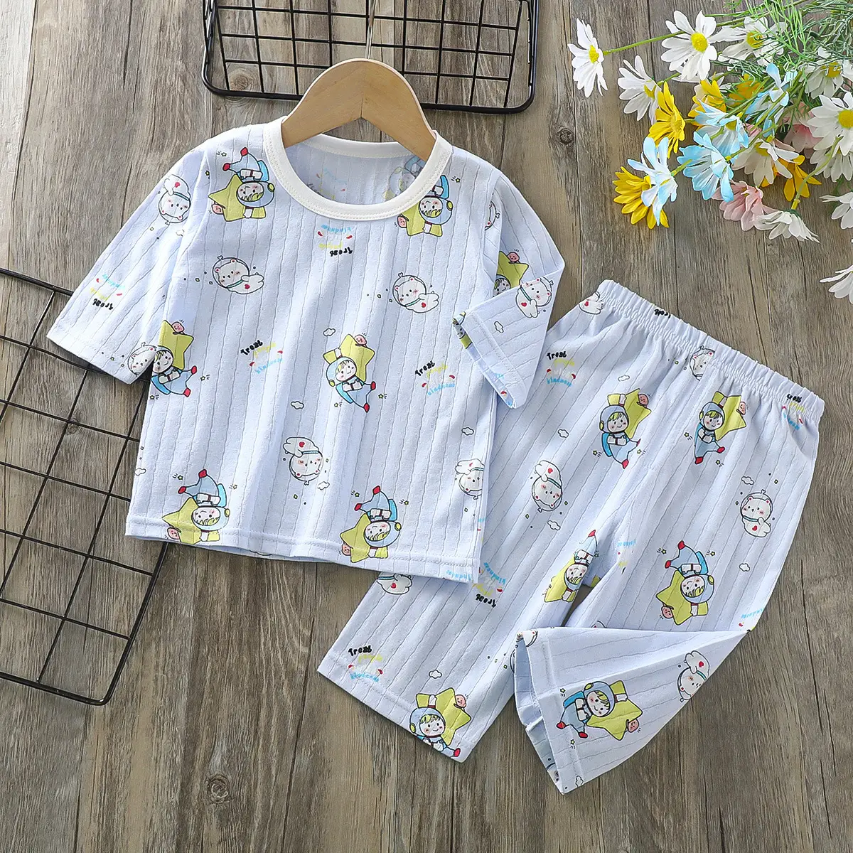 Children Cotton Cartoon Pajamas Summer Set - Image 3