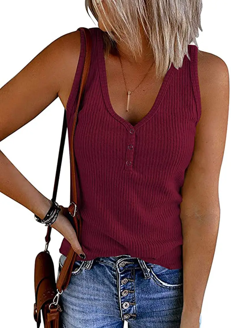 2022 Women's Breasted Knitted V-Neck Vest Solid Color - Image 9