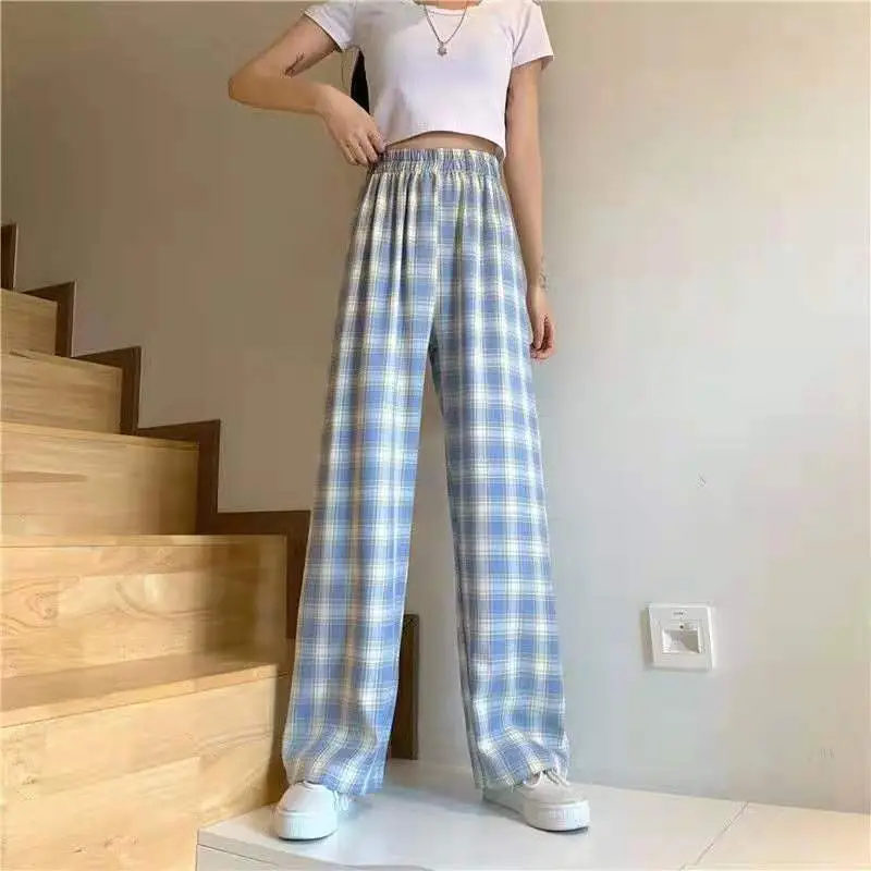 Plaid High-Waisted Wide-Leg Pants for Women - Image 8