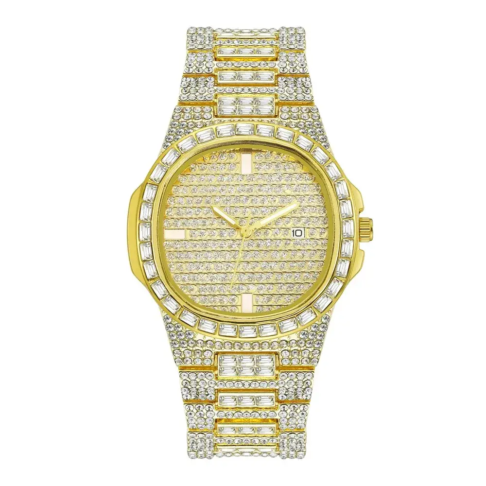 Full Diamond Rhinestone Ladies Watch with Calendar & Quartz