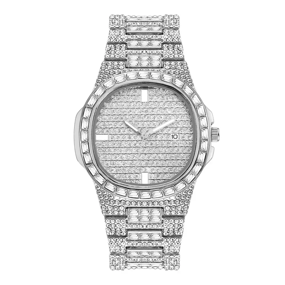 Full Diamond Rhinestone Ladies Watch with Calendar & Quartz