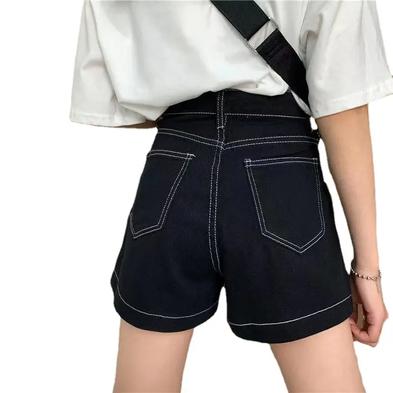 Women High Waist Denim Shorts with Belly Cover Gradient A-Line - Image 6