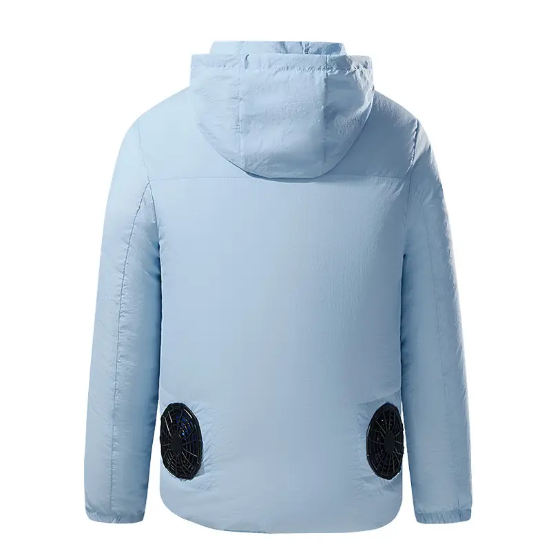 Men Hooded Light Gray Puffer Jacket with Hood - Image 5