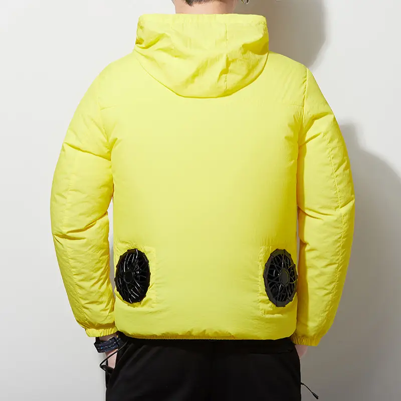 Men Hooded Light Gray Puffer Jacket with Hood - Image 6