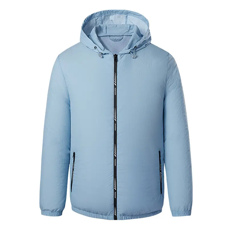 Men Hooded Light Gray Puffer Jacket with Hood - Image 2