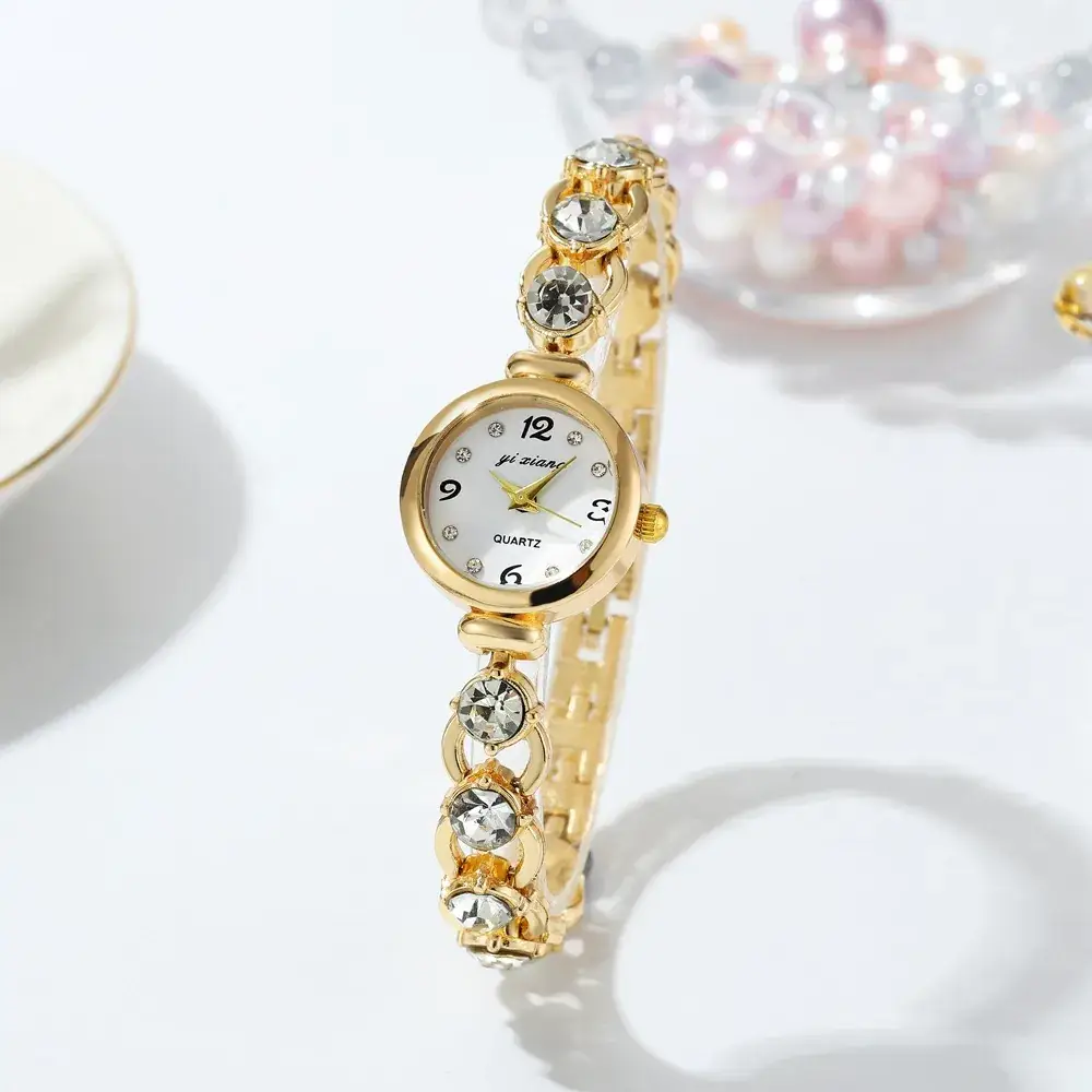 2022 Women's Luxury Diamond Bracelet Watches Gold Silver Clear Quartz - Image 8