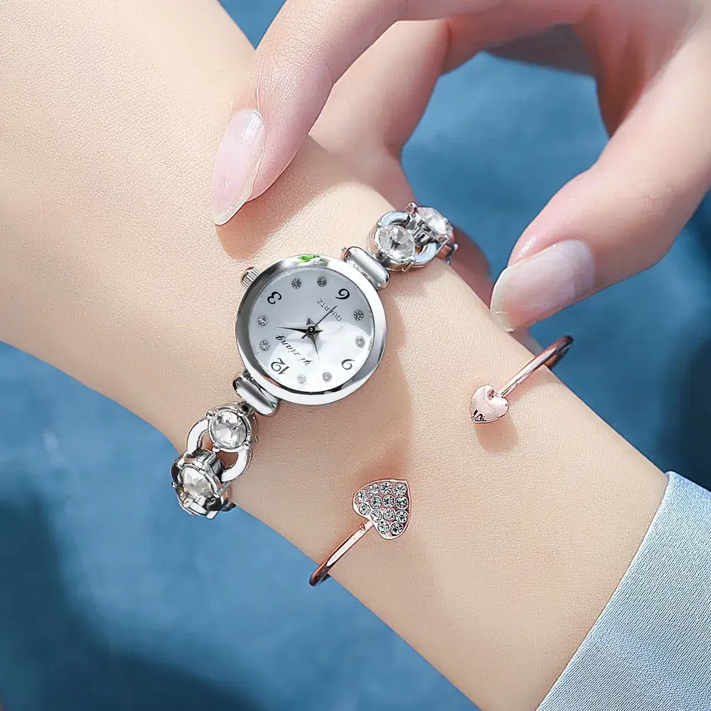 2022 Women's Luxury Diamond Bracelet Watches Gold Silver Clear Quartz - Image 10