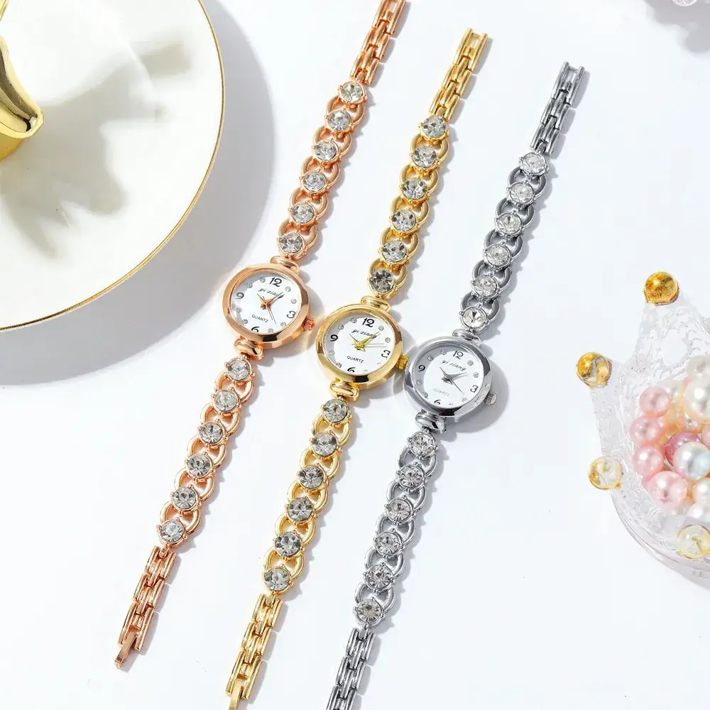 2022 Women's Luxury Diamond Bracelet Watches Gold Silver Clear Quartz - Image 11