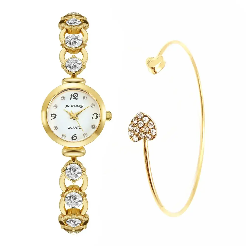 2022 Women's Luxury Diamond Bracelet Watches Gold Silver Clear Quartz - Image 5