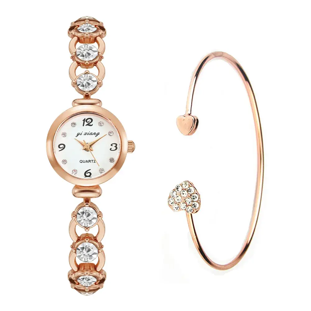 2022 Women's Luxury Diamond Bracelet Watches Gold Silver Clear Quartz - Image 6