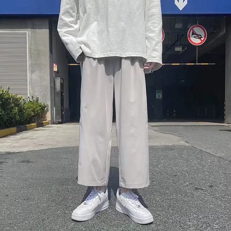 Men's Summer Thin Hong Kong-style Pants White Loose Ankle - Image 3