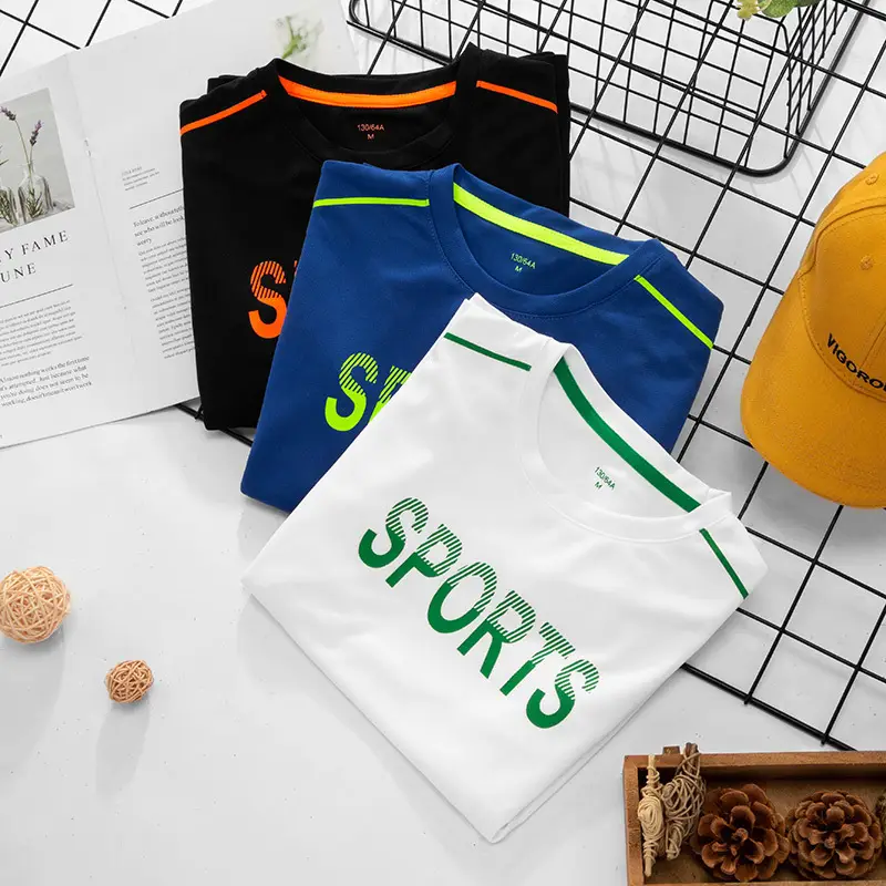 Boys Sports T-Shirt White Green Large - Image 5