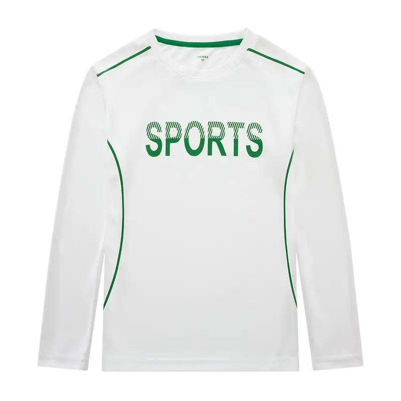 Boys Sports T-Shirt White Green Large - Image 6