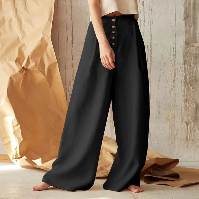 Women's 2023 Ma Xun Wide Leg Pants Cotton Linen High Waist Casual - Image 3