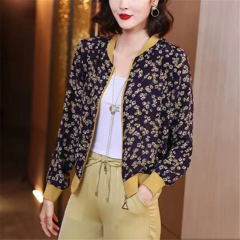 Women's Chiffon Floral Long Sleeve Jacket Summer Thailand - Image 3