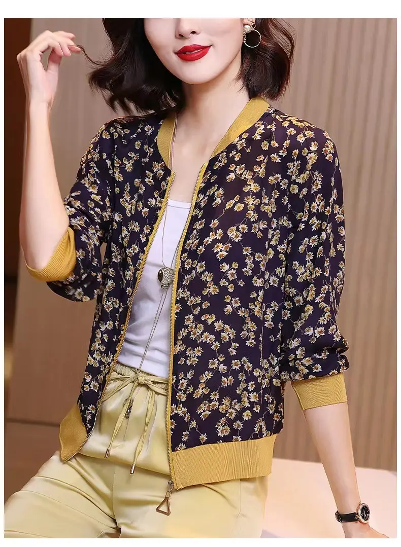 Women's Chiffon Floral Long Sleeve Jacket Summer Thailand — feature 15