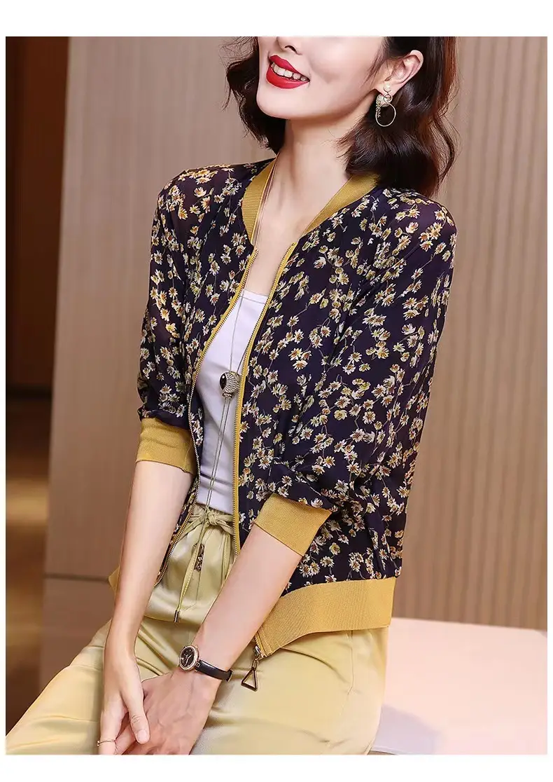 Women's Chiffon Floral Long Sleeve Jacket Summer Thailand — feature 16