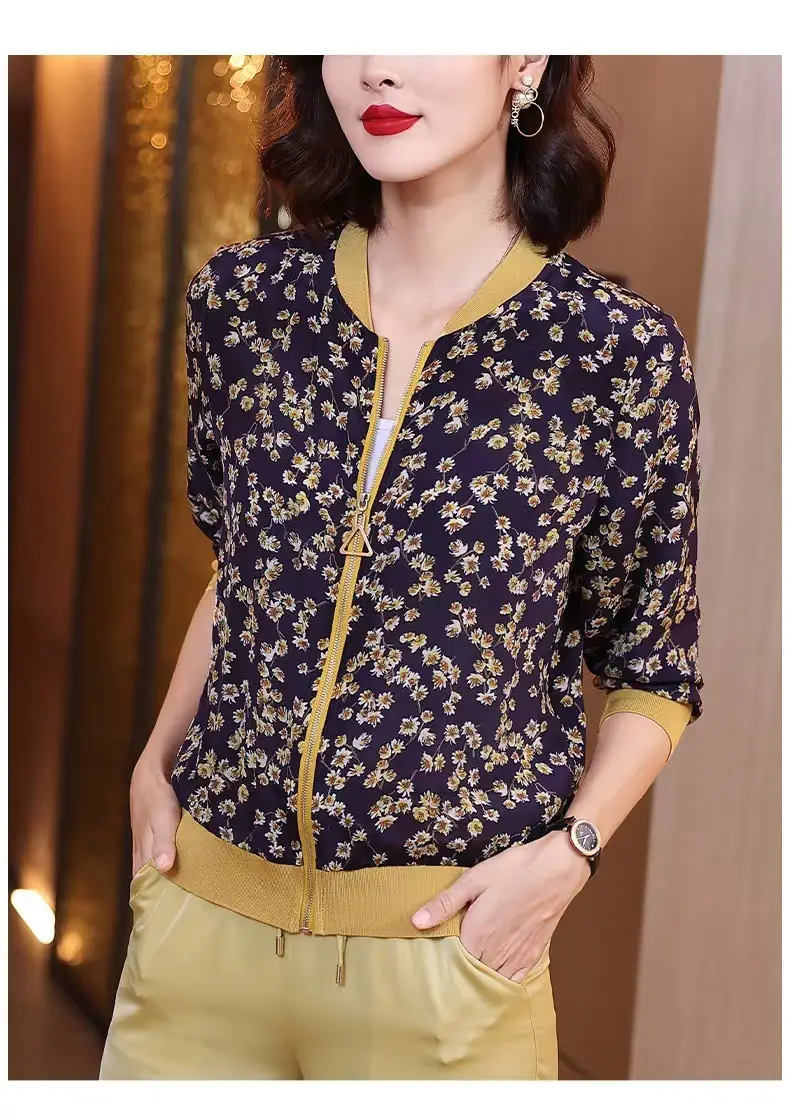 Women's Chiffon Floral Long Sleeve Jacket Summer Thailand — feature 17