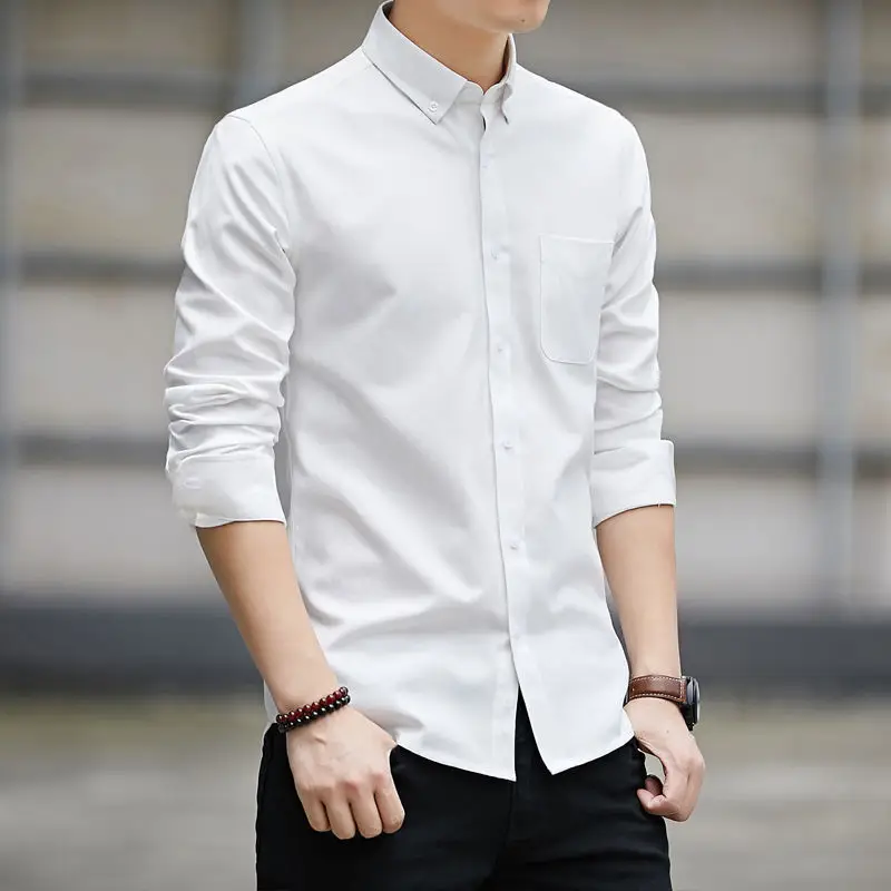 Men's Black Oxford Spinning Shirt Slim Fit Long Sleeve