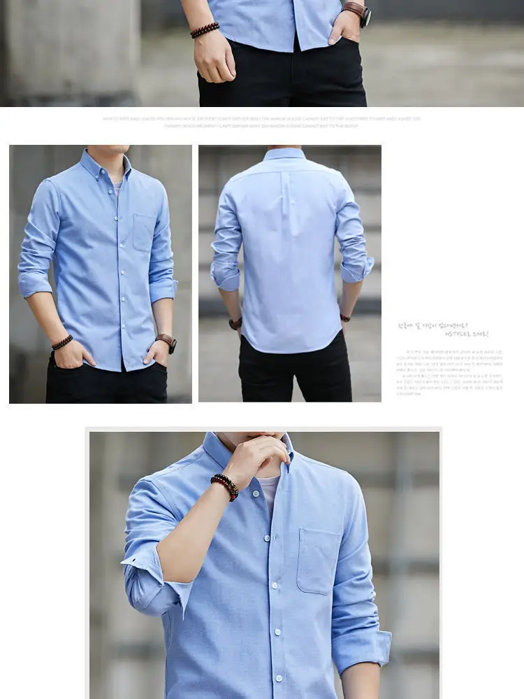 Men's Black Oxford Spinning Shirt Slim Fit Long Sleeve — feature 10