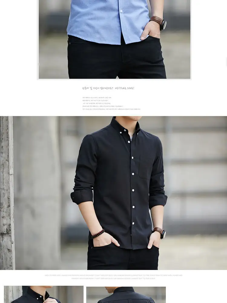 Men's Black Oxford Spinning Shirt Slim Fit Long Sleeve — feature 11
