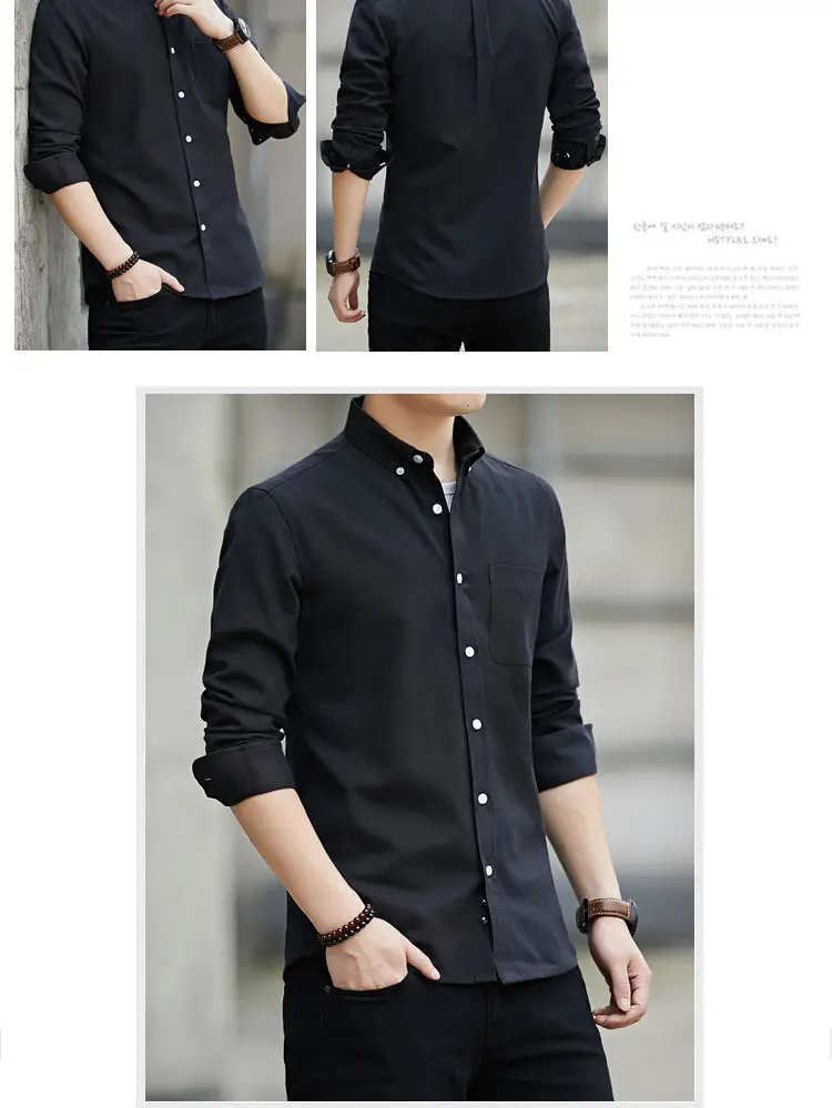 Men's Black Oxford Spinning Shirt Slim Fit Long Sleeve — feature 12