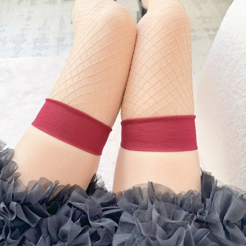 Red Edge Black Silk Sexy Internet Popular Pure Desire High Thigh Red Stockings Long Tube Stitching Over-the-Knee Stockings Sling Sting Sling