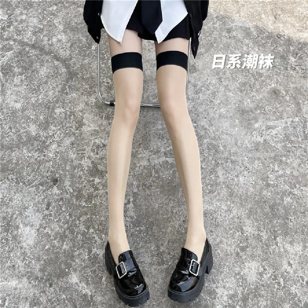 Red Edge Black Silk Sexy Internet Popular Pure Desire High Thigh Red Stockings Long Tube Stitching Over-the-Knee Stockings Sling Sting Sling