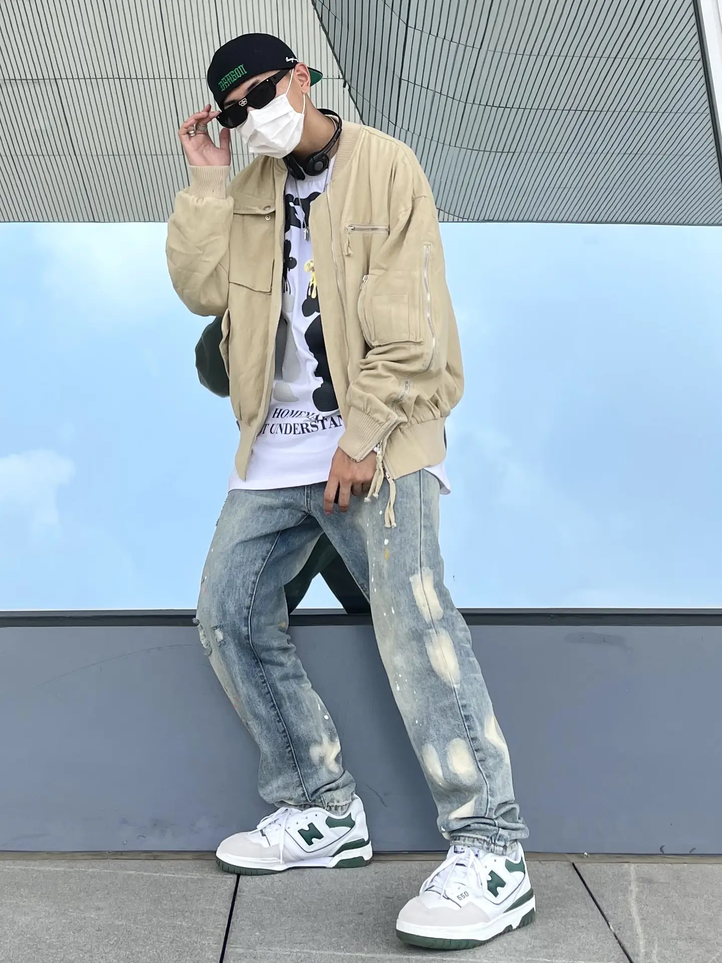 2022 Men's Splash Ink Jeans American High Street Casual Pants