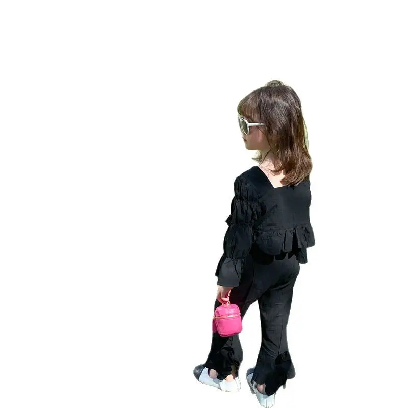 2022 Spring Black Lace Bubble Bell Pants Set - Image 5
