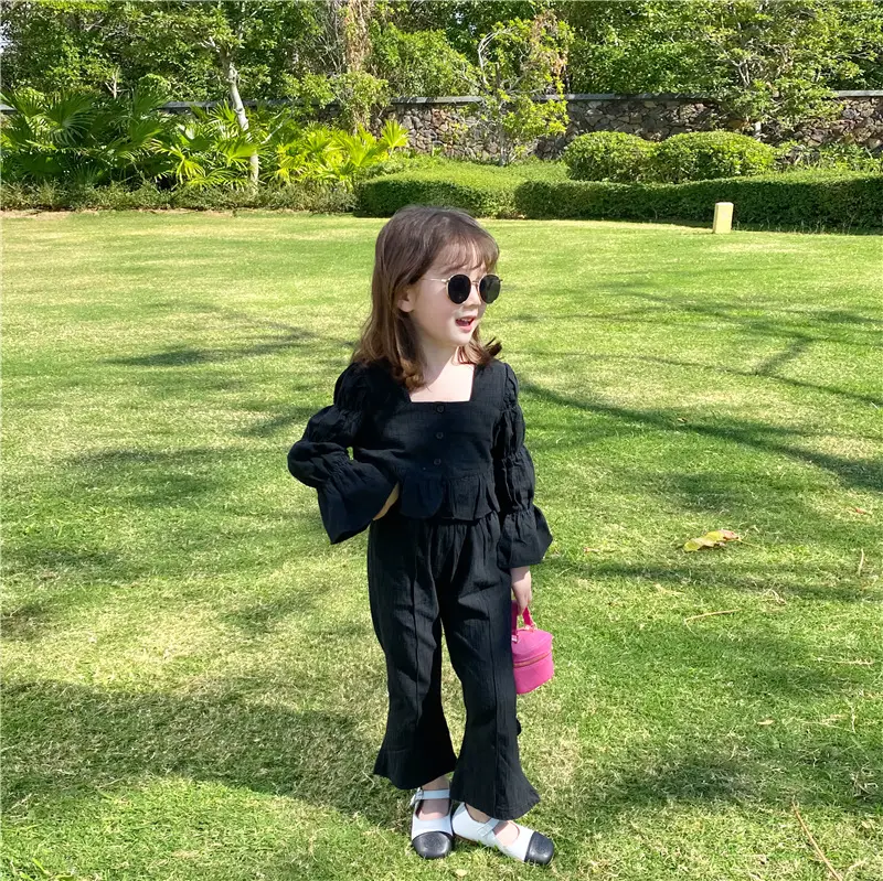 2022 Spring Black Lace Bubble Bell Pants Set — feature 4
