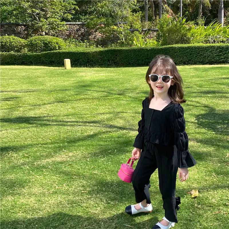2022 Spring Black Lace Bubble Bell Pants Set — feature 6