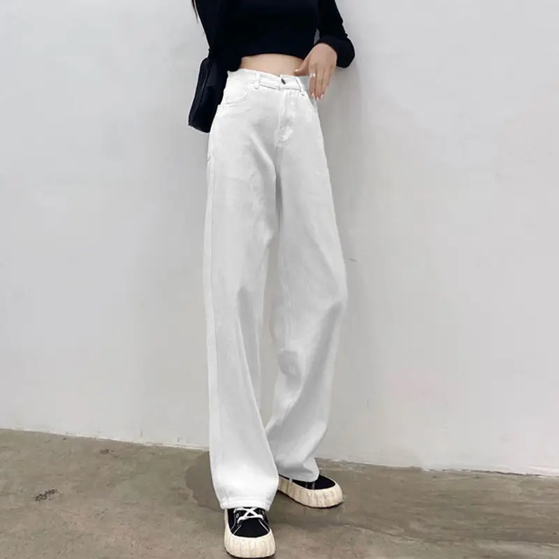 White Wide Leg Pants Slim Fit for Women - Image 5