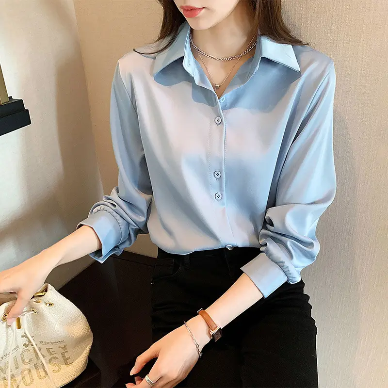 Women's Light Blue Long Sleeve Shirt Early Autumn 2025 - Image 8