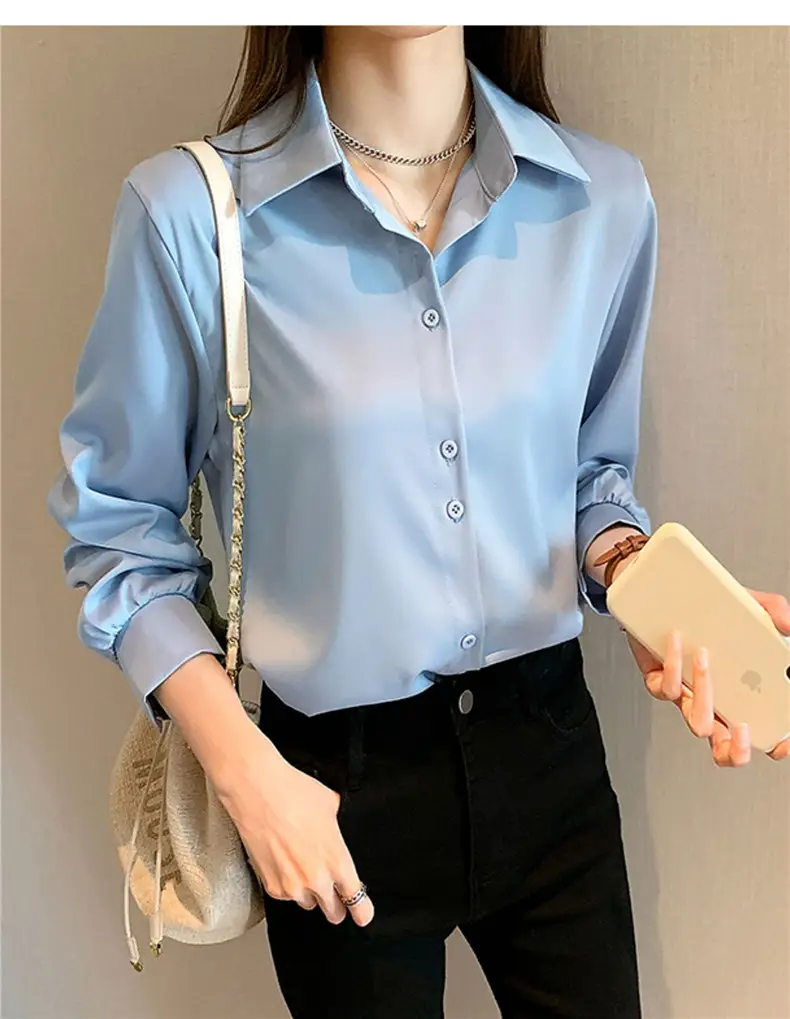 Women's Light Blue Long Sleeve Shirt Early Autumn 2025 — feature 15