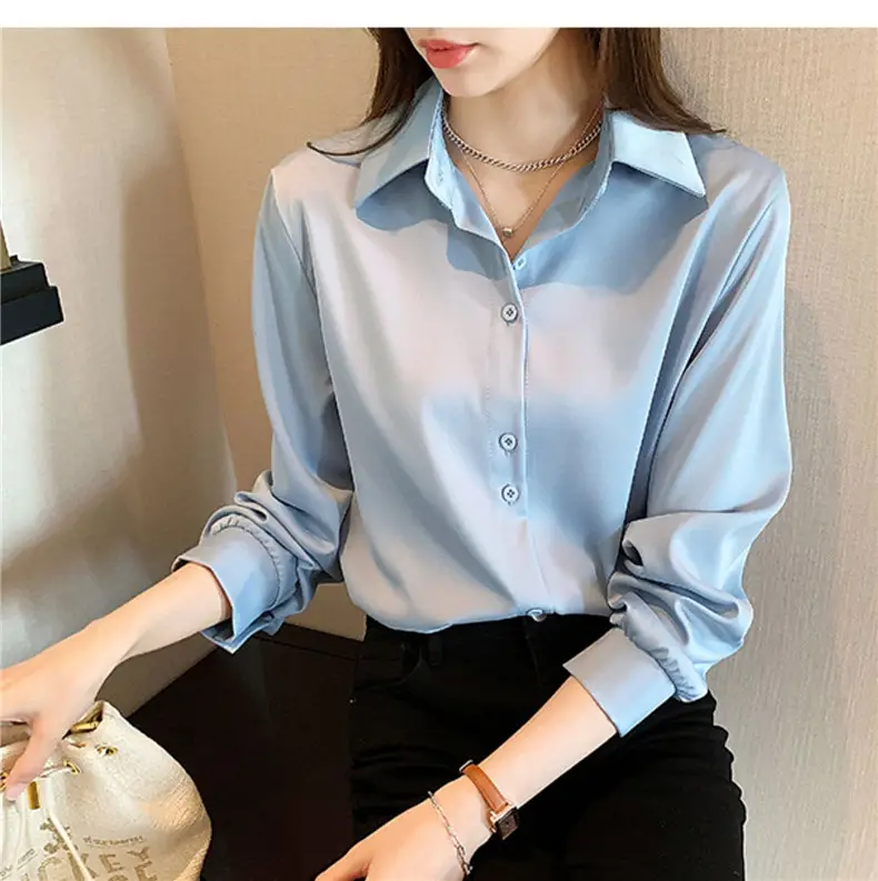 Women's Light Blue Long Sleeve Shirt Early Autumn 2025 — feature 16